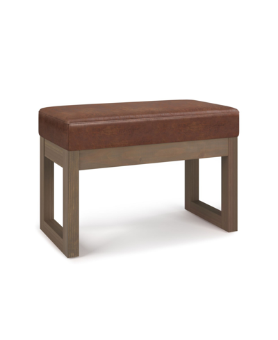Simpli Home Milltown Contemporary Rectangle Footstool Ottoman Bench In Distressed Saddle Brown