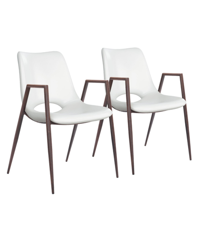Zuo Desk Dining Chair, Set Of 2 In White