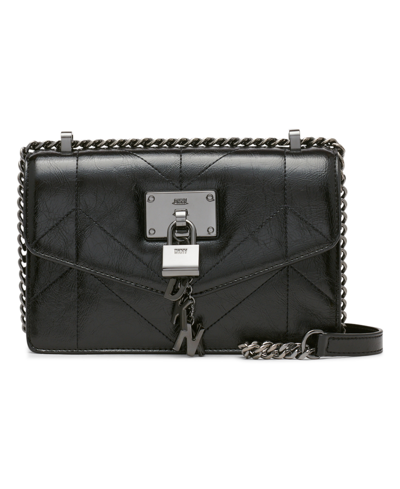 Dkny Elissa Textured Small Shoulder Bag With Chain Strap In Black/gold