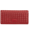 Mancini Women's Basket Weave Collection Rfid Secure Trifold Wallet In Red