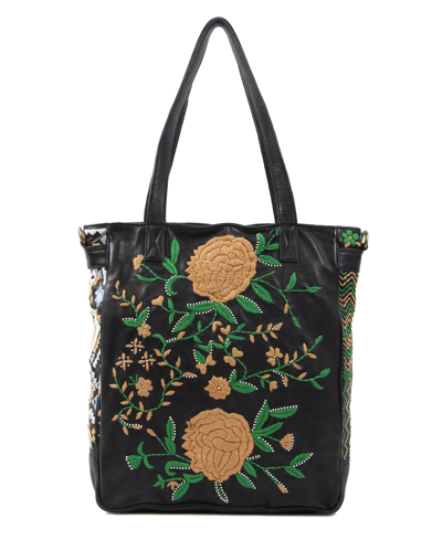 Old Trend Women's Flora Soul Hand-embroidery Tote Bag In Black