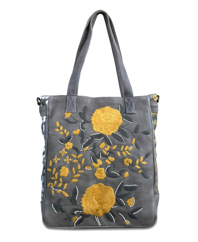 Old Trend Women's Flora Soul Hand-embroidery Tote Bag In Gray