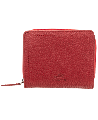 Mancini Women's Pebbled Collection Rfid Secure Mini Clutch Wallet In Red