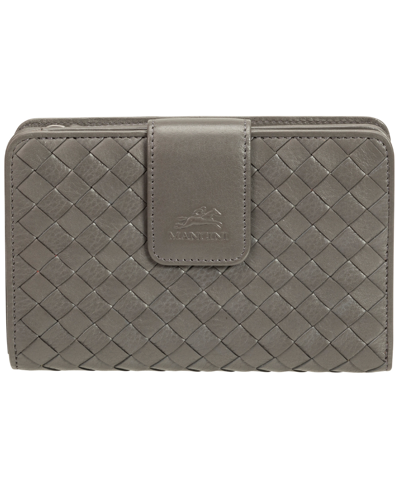 Mancini Women's Basket Weave Collection Rfid Secure Mini Clutch Wallet In Gray