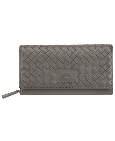 Mancini Women's Basket Weave Collection Rfid Secure Clutch Wallet In Gray