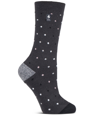 Heat Holders Women's Ultra Lite Berry Spots Crew Socks In Charcoal
