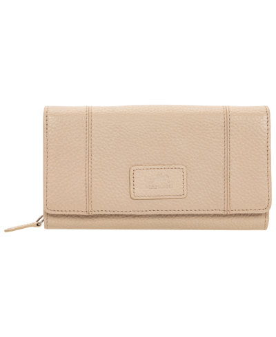 Mancini Women's Pebbled Collection Rfid Secure Mini Clutch Wallet In Off White