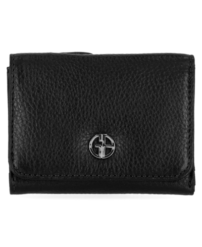 Giani Bernini Softy Leather Trifold Wallet, Created For Macy's In Black,silver