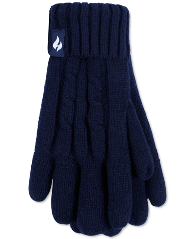 Heat Holders Women's Amelia Solid Cable-knit Gloves In Navy