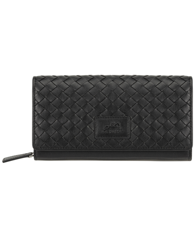 Mancini Women's Basket Weave Collection Rfid Secure Clutch Wallet In Black