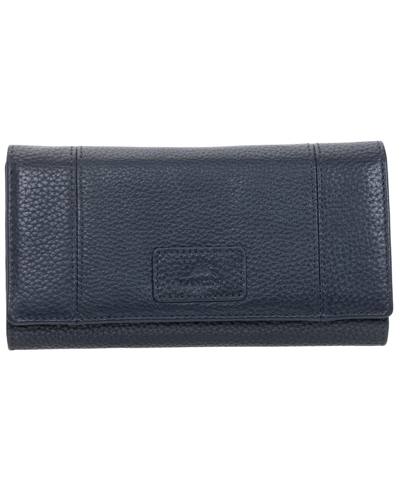 Mancini Women's Pebbled Collection Rfid Secure Trifold Wing Wallet In Navy
