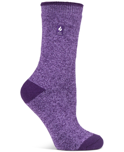 Heat Holders Women's Lite Viola Twist Crew Socks In Purple