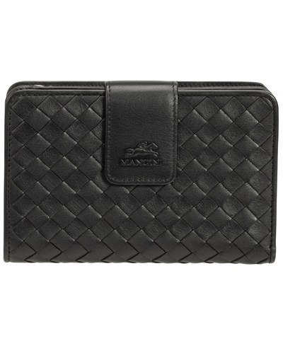 Mancini Women's Basket Weave Collection Rfid Secure Mini Clutch Wallet In Black