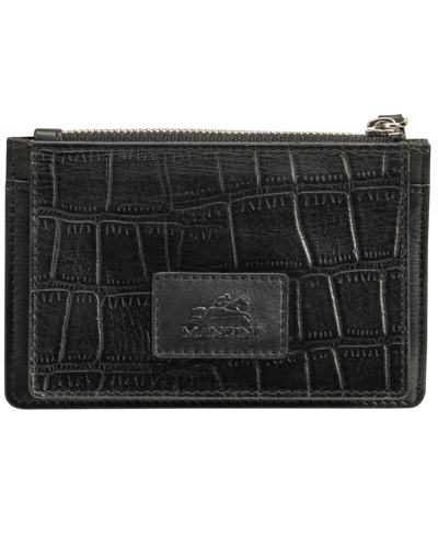 Mancini Women's Croco Collection Rfid Secure Card Case And Coin Pocket In Black