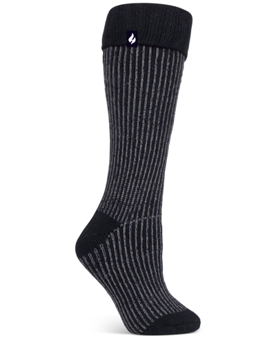 Heat Holders Women's Rachel Ribbed Boot Socks In Black Cream