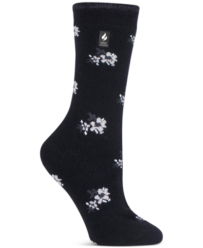Heat Holders Women's Ultra Lite Bellis Floral Crew Socks In Black