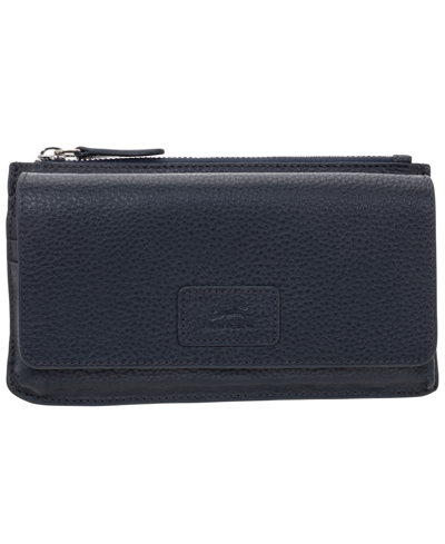 Mancini Women's Pebbled Collection Rfid Secure Crossbody Wallet In Navy