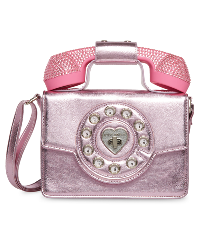 Betsey Johnson Women's Party Line Faux Rhinestone Phone Bag In Pink