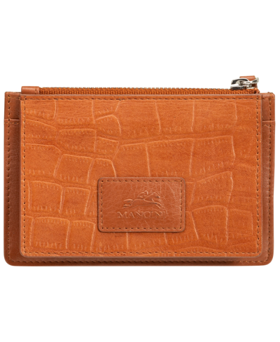 Mancini Women's Croco Collection Rfid Secure Card Case And Coin Pocket In Tan