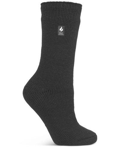 Heat Holders Women's Lite Dahlia Solid Crew Socks In Black