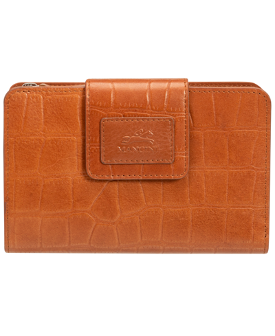 Mancini Women's Croco Collection Rfid Secure Mini Clutch Wallet In Tan