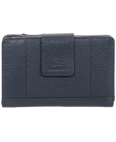 Mancini Women's Pebbled Collection Rfid Secure Clutch Wallet In Navy