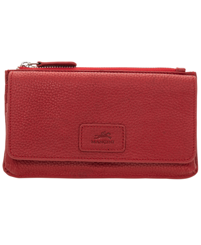 Mancini Women's Pebbled Collection Rfid Secure Crossbody Wallet In Red