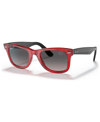 Ray Ban Disney Unisex Polarized Sunglasses, Rb2140 Wayfarer Mickey J22 50 In Transparent Red
