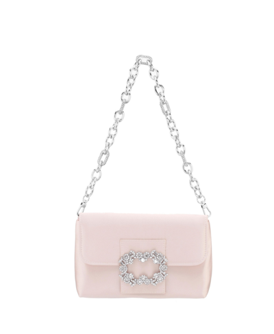 Nina Women's Baguette Bag With Crystal Buckle Handbag In Pearl Rose