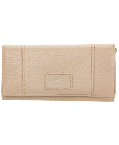 Mancini Women's Pebbled Collection Rfid Secure Trifold Wing Wallet In Off White