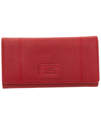 Mancini Women's Pebbled Collection Rfid Secure Trifold Wing Wallet In Red