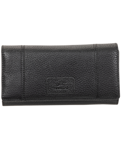 Mancini Women's Pebbled Collection Rfid Secure Trifold Wing Wallet In Black