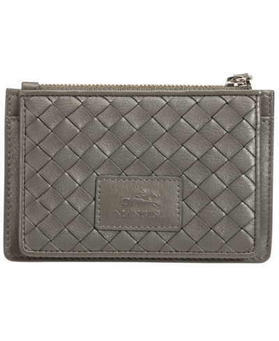 Mancini Women's Basket Weave Collection Rfid Secure Card Case And Coin Pocket In Gray