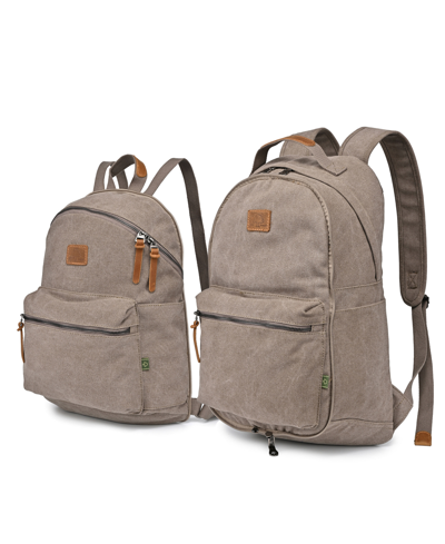 Tsd Brand Trail And Tree Double Canvas Backpack In Gray