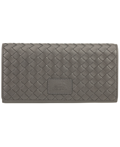 Mancini Women's Basket Weave Collection Rfid Secure Trifold Wallet In Gray