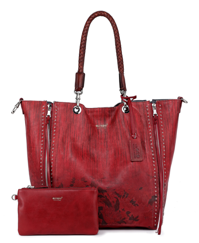 Old Trend Women's Barracuda Hand Painted Clasp Closure Tote Bag In Red