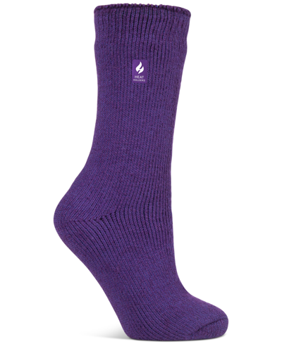Heat Holders Women's Lite Dahlia Solid Crew Socks In Purple