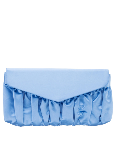 Nina Salome Satin Pleated Clutch In Sky Blue