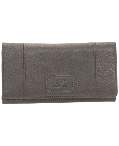 Mancini Women's Pebbled Collection Rfid Secure Trifold Wing Wallet In Gray