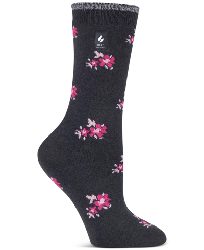 Heat Holders Women's Ultra Lite Bellis Floral Crew Socks In Charcoal