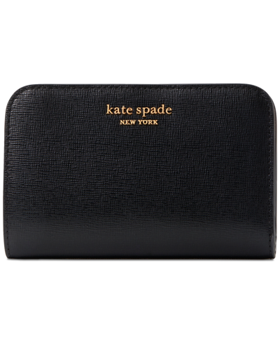 Kate Spade Morgan Saffiano Leather Compact Wallet In Black