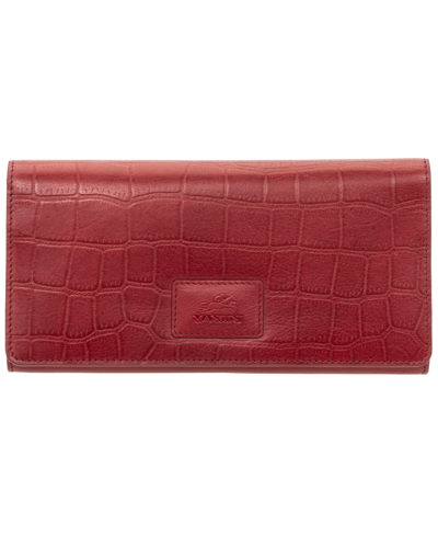 Mancini Women's Croco Collection Rfid Secure Quadruple Fold Wallet In Red