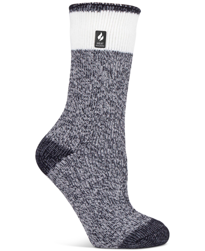 Heat Holders Women's Lite Willow Block Twist Crew Socks In Black