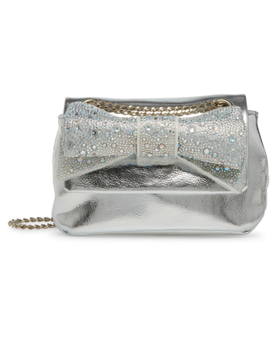 Betsey Johnson Women's All That Shimmers Bow Bag In Silver-tone