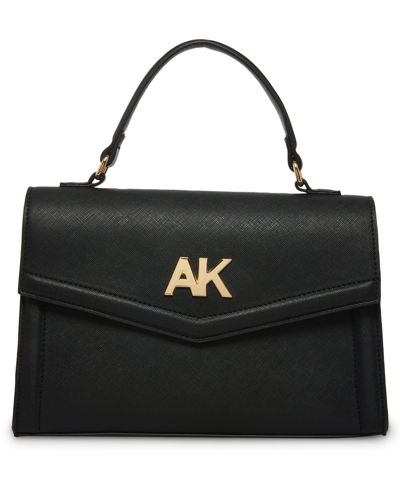 Anne Klein Women's Top Handle Flap Magnetic Snap Satchel Bag In Black