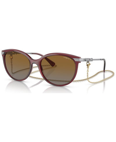 Vogue Women's Polarized Sunglasses, Vo5460s56-yp In Transparent Opal Dark Red