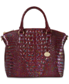 Brahmin Duxbury Croc Embossed Leather Satchel In Sangria