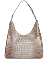 Brahmin Tabitha Croc Embossed Leather Shoulder Bag In Alabaster