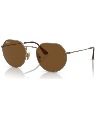 Ray Ban Unisex Titanium Polarized Sunglasses, Rb8165 In Demi Gloss Antique Gold-tone