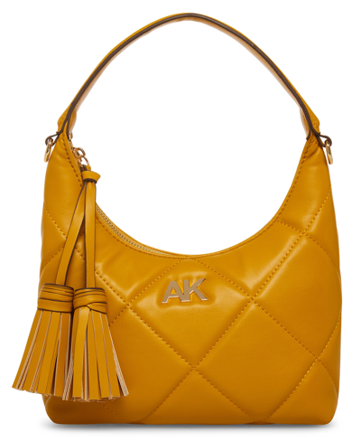 Anne Klein Women's Quilted Top Zipper Shoulder Bag In Yellow